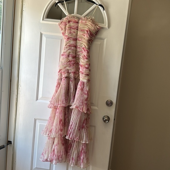 Marchesa Pearl Georgina Chapman strapless Tulle Tiered floral Gown - Picture 7 of 10